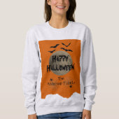 Oranje Black Spooky Bats Modern Happy Halloween Trui (Voorkant)
