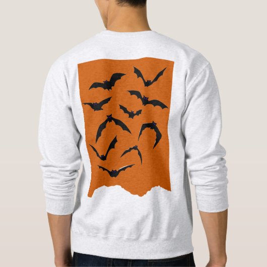 Oranje Black Spooky Bats Modern Happy Halloween Trui (Achterkant)