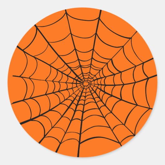 Oranje Black Spooky Halloween Spider Web Ronde Sticker (Voorkant)
