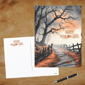 Oranje Black Spooky Moonlit Night Happy Halloween Feestdagenkaart