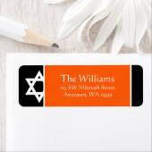 Oranje Black Star of David Retouradres Etiket (Insitu)