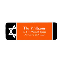 Oranje Black Star of David Retouradres Etiket