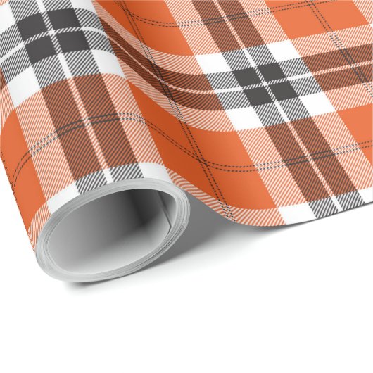 Oranje Black Tartan Pset Scottish Pattern Cadeaupapier (Rol Hoek)