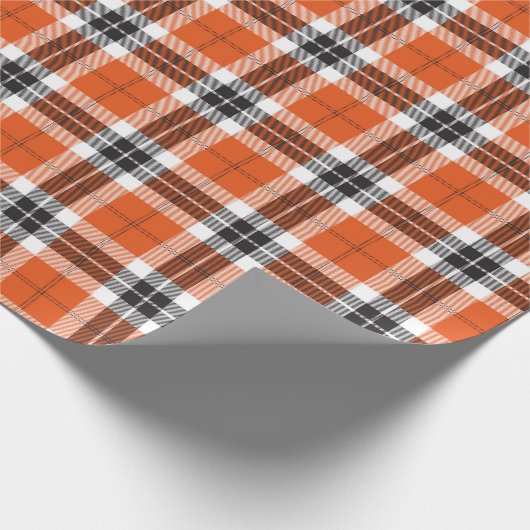 Oranje Black Tartan Pset Scottish Pattern Cadeaupapier (Hoek)