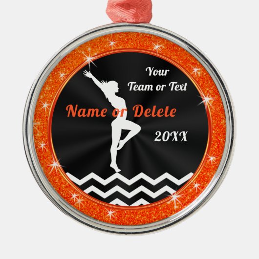 Oranje Black White, gymnastiek kerstversiering Metalen Ornament (Voorkant)
