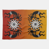 Oranje Black White Kokopelli Southwest Tribal Sun Theedoek (Horizontaal)