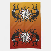 Oranje Black White Kokopelli Southwest Tribal Sun Theedoek (Verticaal)