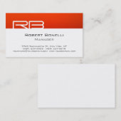 Oranje Black White Monogram Manager Visitekaartje (Voorkant / Achterkant)