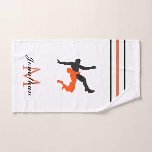 Oranje Black Wrestling Fight Aangepaste Naam Monog Handdoek (Handdoek)