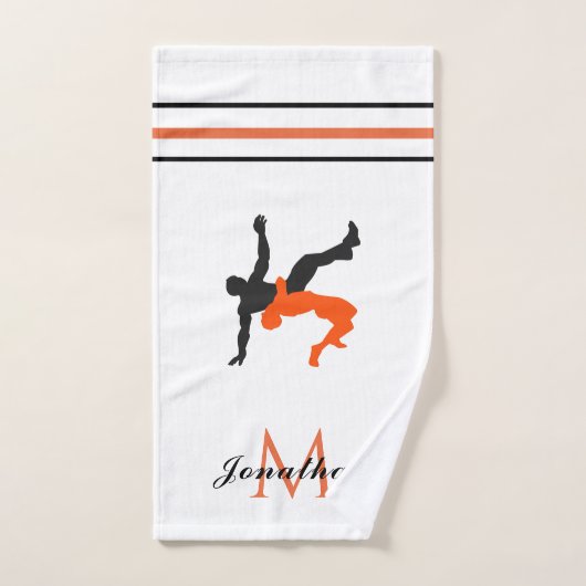 Oranje Black Wrestling Fight Aangepaste Naam Monog Handdoek (Handdoek)