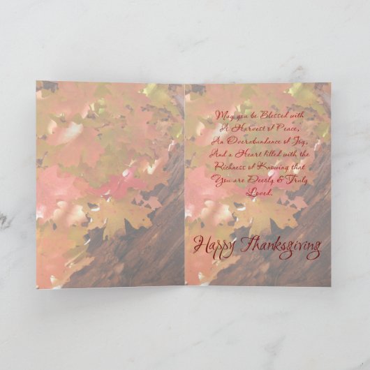 Oranje blad (1) Thanksgiving Kaart (Binnen)