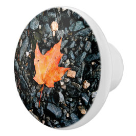 Oranje blad keramische pull knop