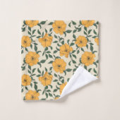Oranje bladerbloempatroon bad handdoek (Wasdoekje)