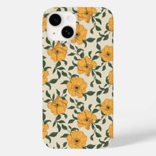 Oranje bladerbloempatroon Case-Mate iPhone 14 hoesje