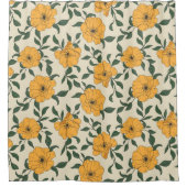 Oranje bladerbloempatroon douchegordijn (Voorkant)