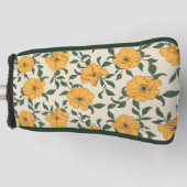 Oranje bladerbloempatroon golfheadcover (Voorkant)