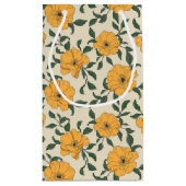 Oranje bladerbloempatroon klein cadeauzakje (Achterkant)