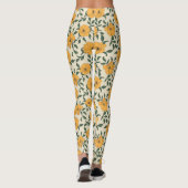 Oranje bladerbloempatroon leggings (Achterkant)