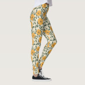 Oranje bladerbloempatroon leggings (Rechts)