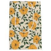 Oranje bladerbloempatroon medium cadeauzakje (Voorkant)