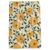 Oranje bladerbloempatroon medium cadeauzakje (Achterkant)