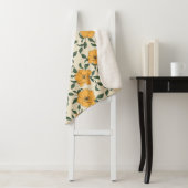 Oranje bladerbloempatroon sherpa deken (In situ)