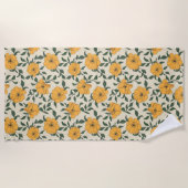 Oranje bladerbloempatroon strandlaken (Voorkant)