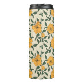 Oranje bladerbloempatroon thermosbeker (Achterkant)