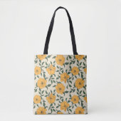 Oranje bladerbloempatroon tote bag (Voorkant)