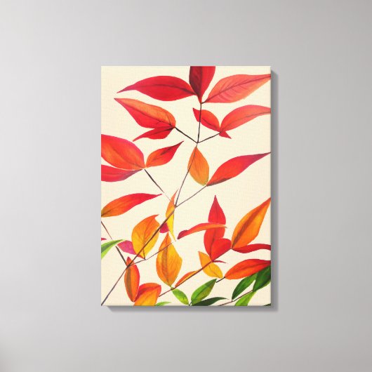 Oranje bladeren Autumn originele waterverf kunst Canvas Afdruk (Voorkant)