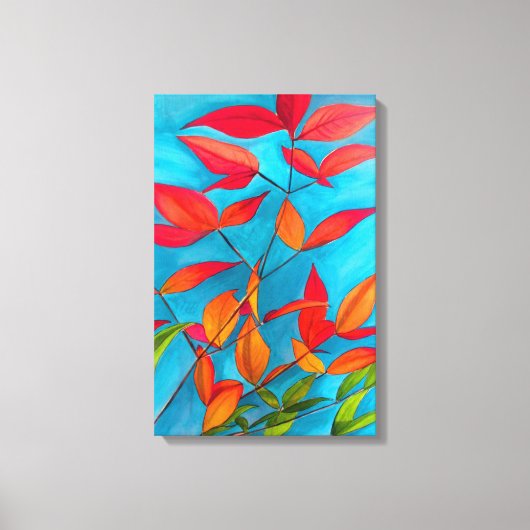 Oranje bladeren Autumn originele waterverf kunst Canvas Afdruk (Voorkant)