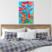 Oranje bladeren Autumn originele waterverf kunst Canvas Afdruk (Insitu (Slaapkamer))