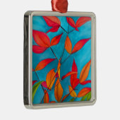 Oranje bladeren Autumn originele waterverf kunst Metalen Ornament (Rechts)