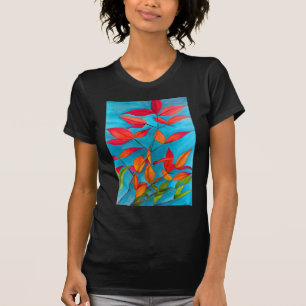 Oranje bladeren Autumn originele waterverf kunst T-shirt