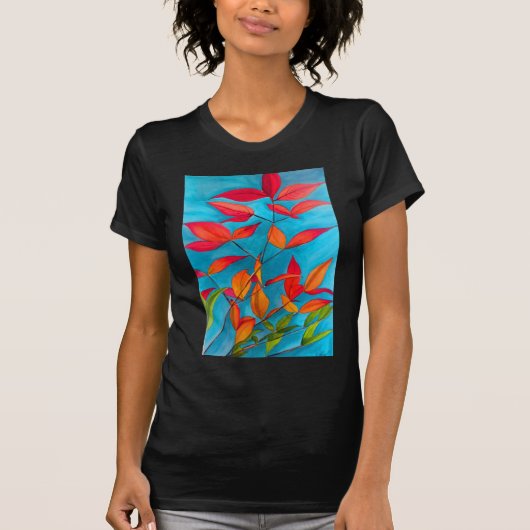 Oranje bladeren Autumn originele waterverf kunst T-shirt (Voorkant)