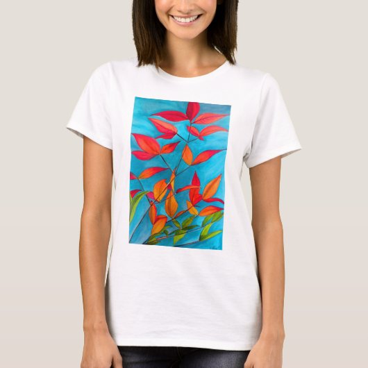 Oranje bladeren Autumn originele waterverf kunst T-shirt (Voorkant)