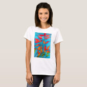 Oranje bladeren Autumn originele waterverf kunst T-shirt (Voorkant volledig)