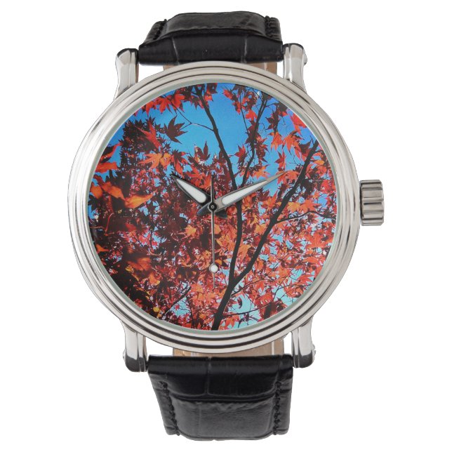 Oranje bladeren horloge (Voorkant)