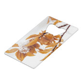 Oranje bladeren in de winter creditkaart flessenopener (Voorkant Gekanteld)