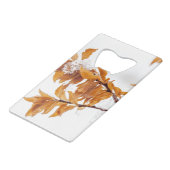 Oranje bladeren in de winter creditkaart flessenopener (Achterkant Gekanteld)