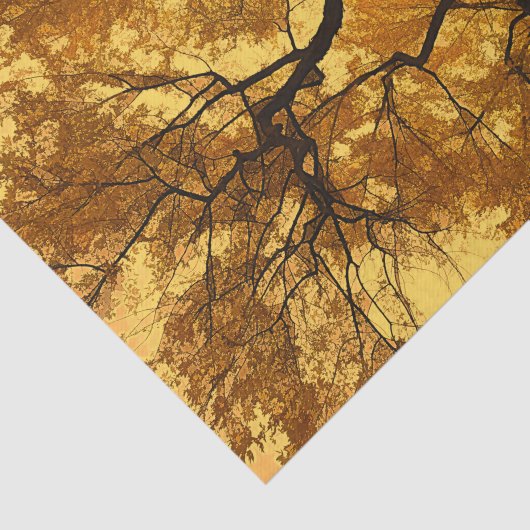 Oranje bladeren in gele hemel tissuepapier (Detail)