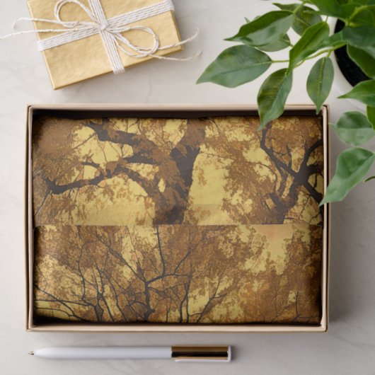 Oranje bladeren in gele hemel tissuepapier (Geschenk)