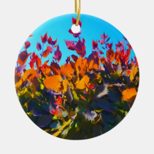 Oranje bladeren in Herfst Keramisch Ornament (Voorkant)