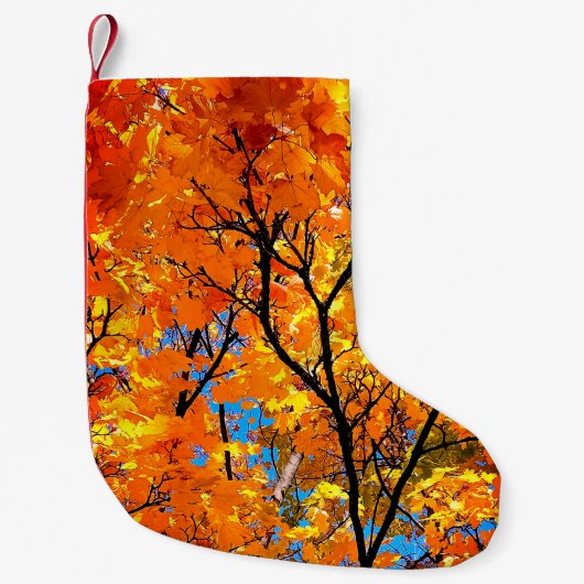 Oranje bladeren kleine kerstsok (Voorkant)