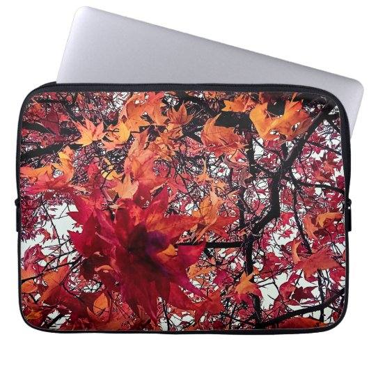 Oranje bladeren laptop sleeve (Voorkant)