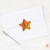 Oranje bladeren ster sticker (Envelop)
