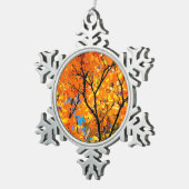 Oranje bladeren tin sneeuwvlok ornament (Rechts)