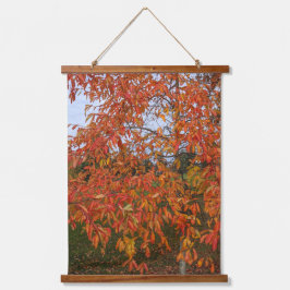 Oranje bladeren van hout hangend wandkleed