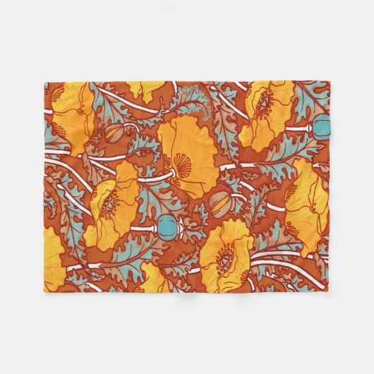  Oranje bladerwand met blaaspijp Fleece Deken (Voorkant (Horizontaal))