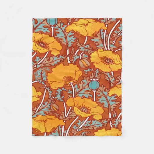 Oranje bladerwand met blaaspijp Fleece Deken (Voorkant)